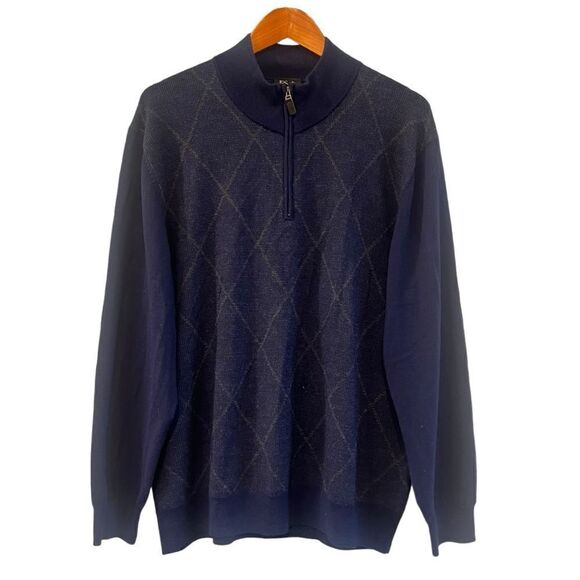 Jos. A. Bank navy 100% merino wool 1/4 zip sweater - Picture 1 of 7